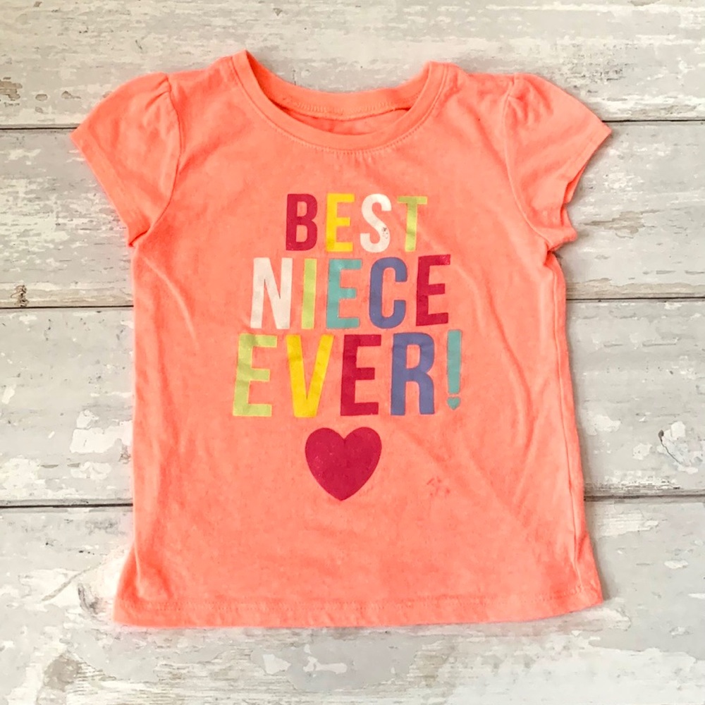 Girls 2T Shirt Best Niece Ever! Neon Pink Orange Color 1989 Place Kids Toddler
